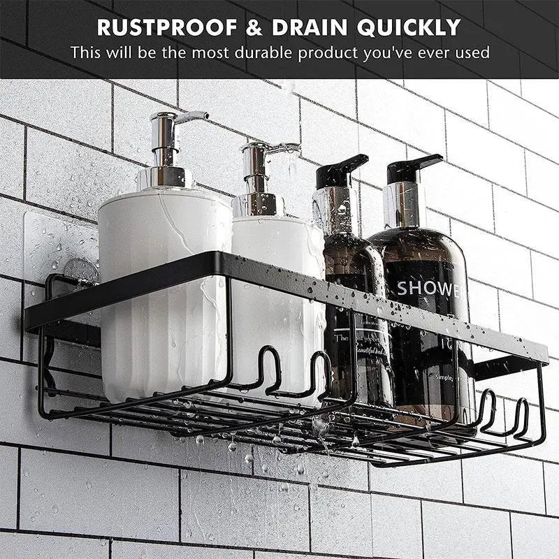 2026 New Year 5 Pack Shower Caddy Organizer Rack Shelf for inside Shower Adhesive Bathroom Wall Storage Basket Rustproof Stainless Steel Shampoo Holder Bathroom Accessory Decor Set Black 2026 New Year'S Gift