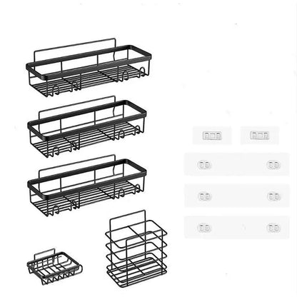 2026 New Year 5 Pack Shower Caddy Organizer Rack Shelf for inside Shower Adhesive Bathroom Wall Storage Basket Rustproof Stainless Steel Shampoo Holder Bathroom Accessory Decor Set Black 2026 New Year'S Gift
