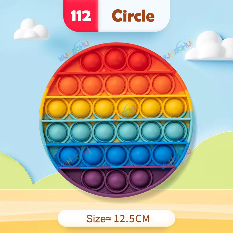 Rainbow Pop Push Bubble Fidget Sensory Toys for Stress Relief - Suitable for Adults, Children, and Special Needs