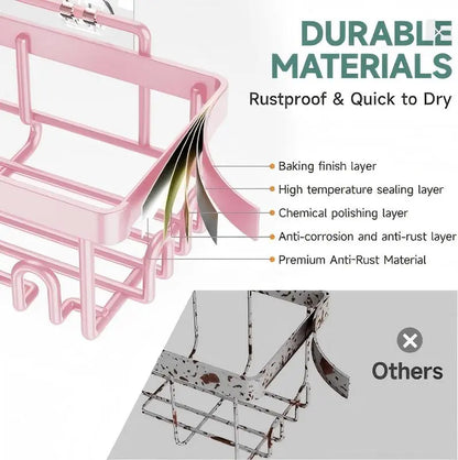 2026 New Year 5 Pack Shower Caddy Organizer Rack Shelf for inside Shower Adhesive Bathroom Wall Storage Basket Rustproof Stainless Steel Shampoo Holder Bathroom Accessory Decor Set Black 2026 New Year'S Gift